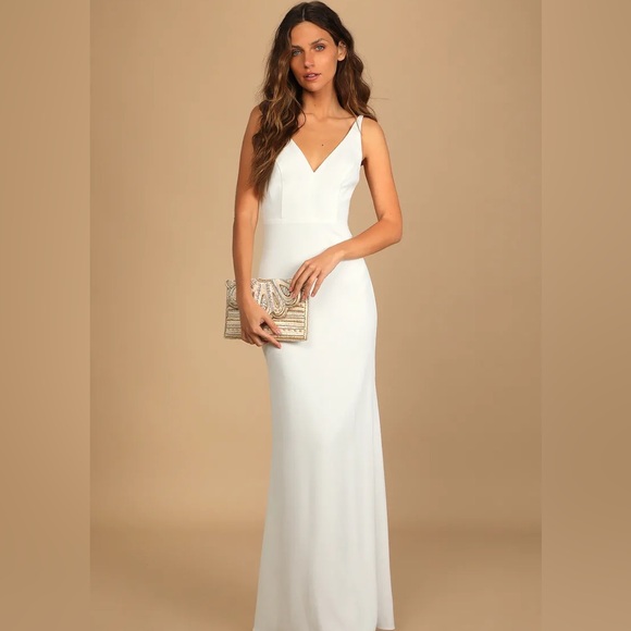 Lulus Dresses & Skirts - Lulus Love and Happiness White Button Back Mermaid Maxi wedding Dress